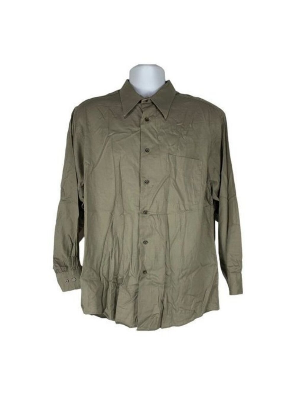 Calvin Klein Mens Olive Green Long Sleeve Button-Down Shirt 16.5 32-33 100% Cott